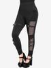 Rosegal Gothic Fishnet Panel Buckle Grommets Pockets Skinny Pants