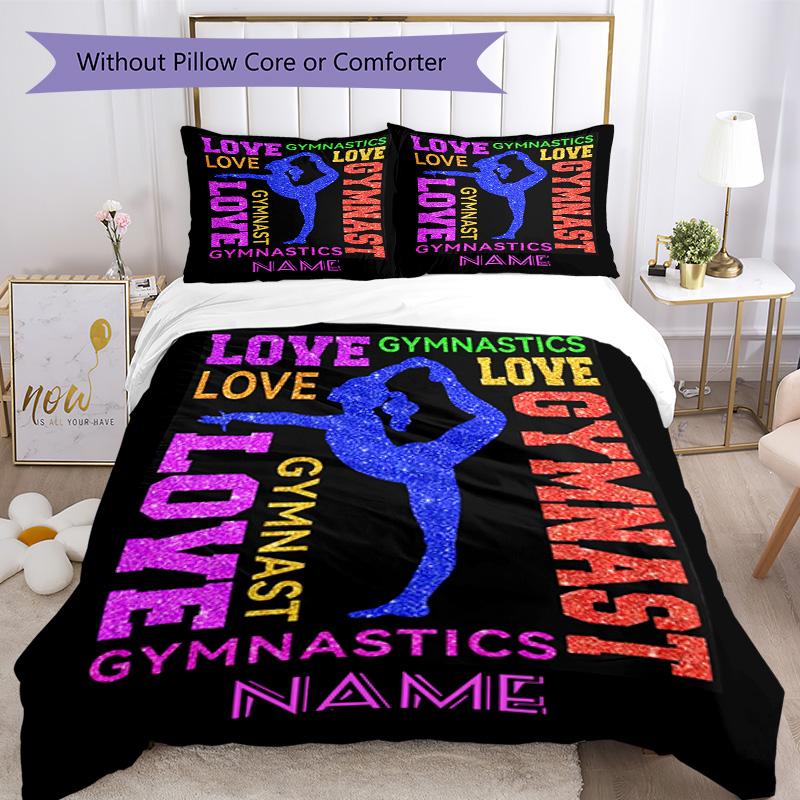 Gymnastics1 Customize Your Name Bedding Set Breathable Duvet Cover With Pillowcases Decorative Bed Linen For Bedroom Home Decoration Birthday Gift