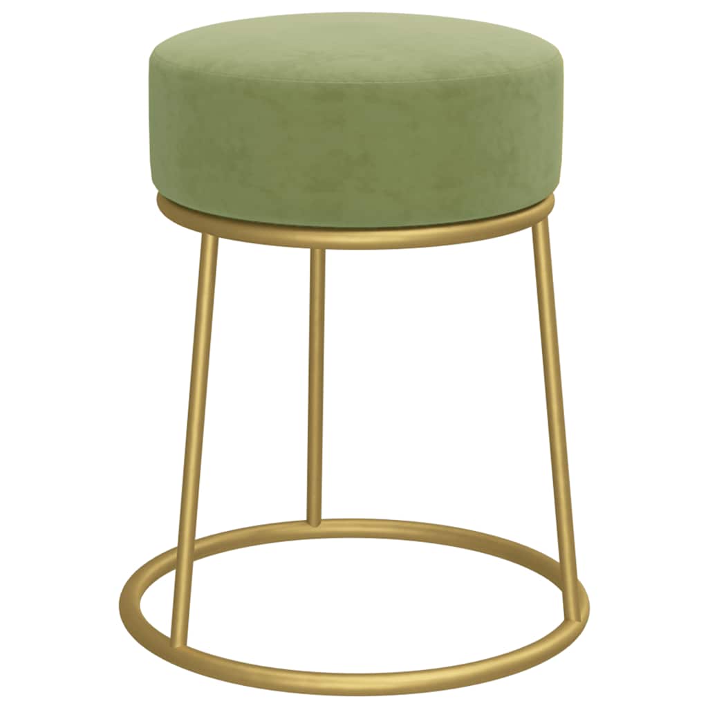 Round Stool Mustard Green Velvet
