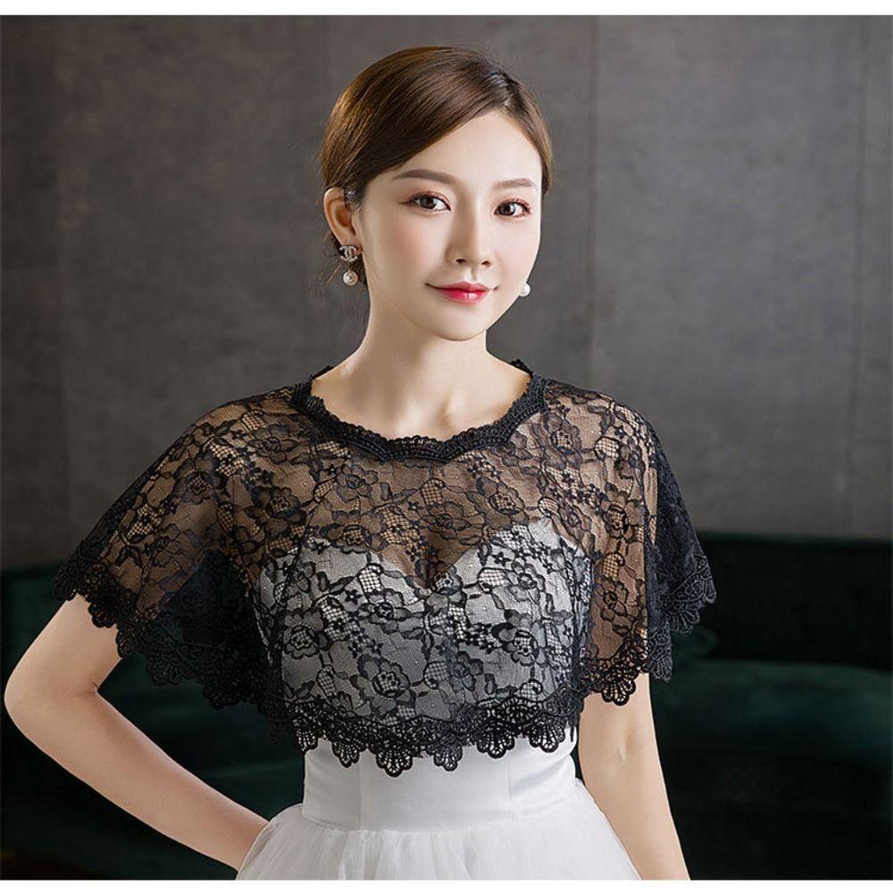Elegant Lace Shawl Poncho Retro Fake Collar Shirt Cover Lace Neckline Shoulder Decoration
