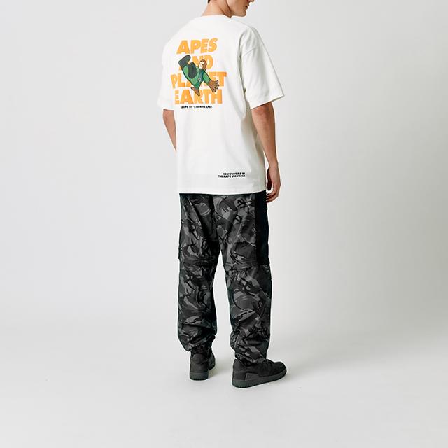 Aape Casual Pants Men's Black BK Z Moderate Cuffed Pants AAPPTM6830XAI