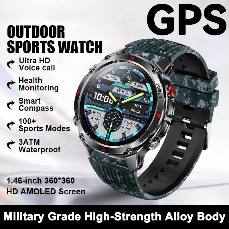 New Military Outdoor GPS Positioning SmartWatch Men Run RIDE Fitness GPS Tracer 10ATM/IP69 Compass HD call Sports Watch bracelet