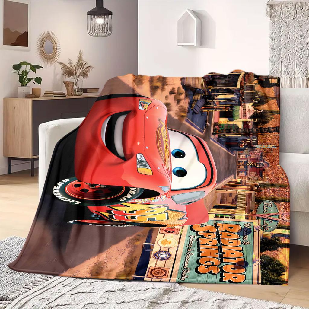 Cars Print Flannel Blanket Cartoon Style for Sofas Beds Bedrooms Chairs Travel Picnics Home Decor All Seasons New Set