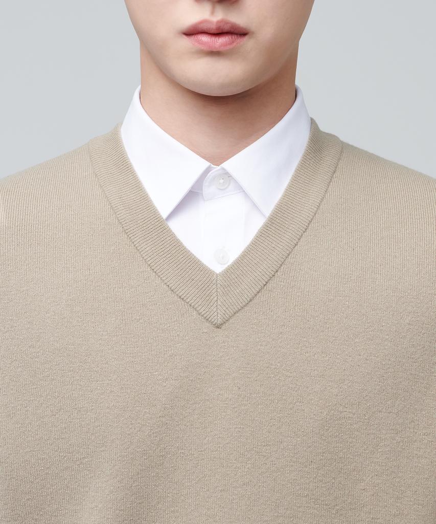 MUSINSA STANDARD Lambswool V-Neck Knit Vest [Beige]