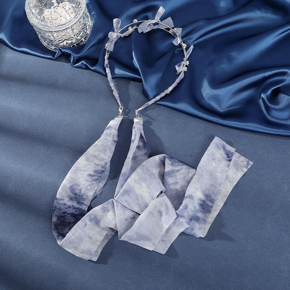 Двойная повязка на голову с бантом из ленты со стразами и жемчугом, темно-синяя, резинки для волос, обручи для головы для женщин, ретро, летние, простые повязки на голову, аксессуары