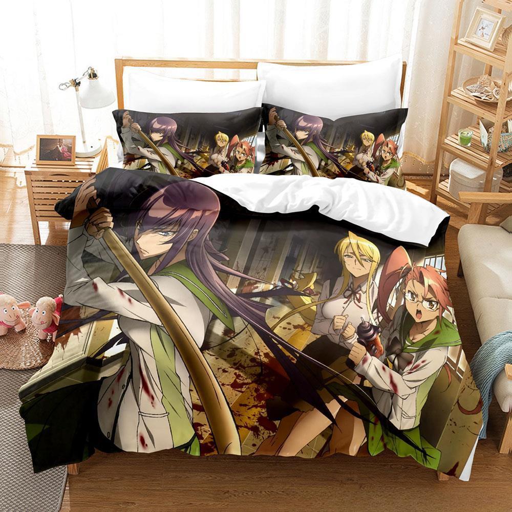 Аниме Сексуальная Девушка Highschool of the Dead Постельное Белье Односпальный Полуторный Двуспальный Евро Кинг Сайз Комплект Постельного Белья Взрослый Детский Спальня Комплекты Пододеяльников