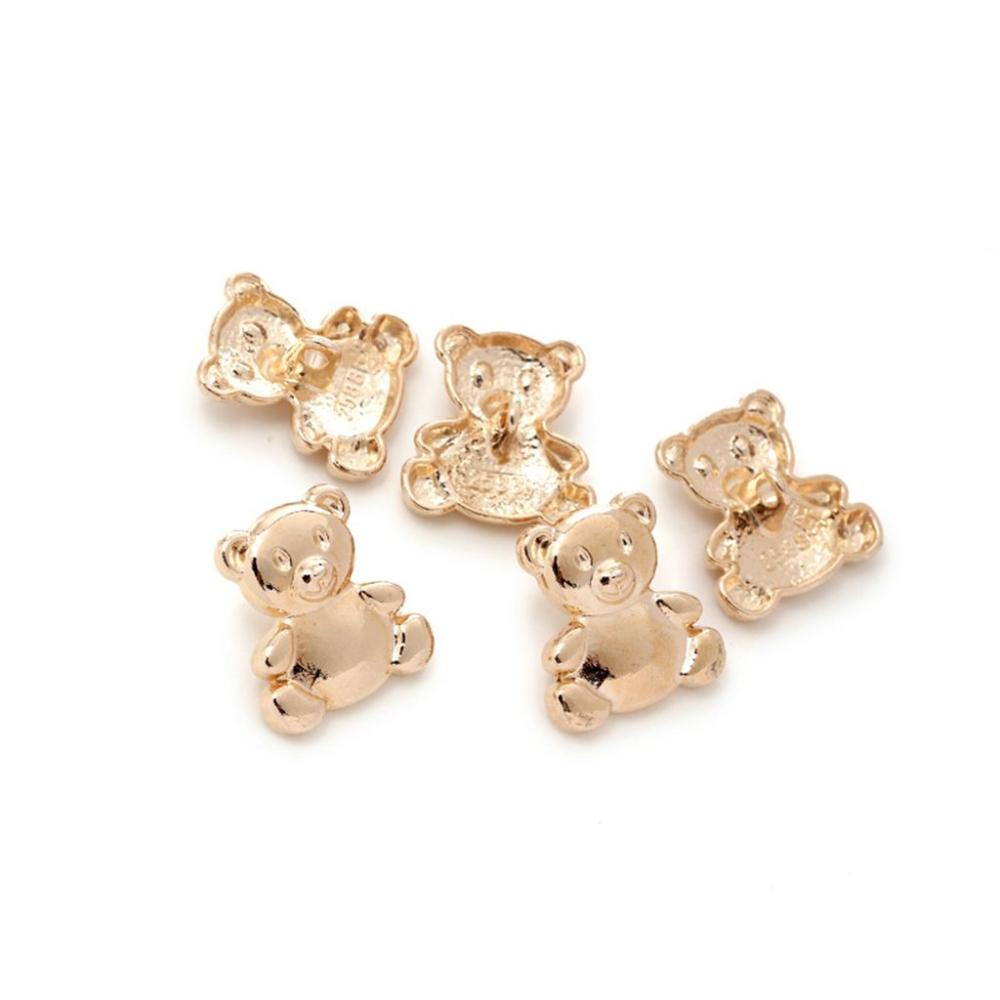 Cute Animal Style Gold for Garment,Bag Bear Shape Clothes Accessories Button Decor Buttons DIY