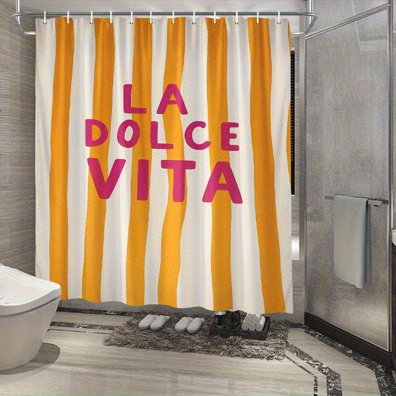 Полосатая шторка для душа La Dolce Vita, машинная стирка, всесезонная, водонепроницаемая, защита приватности, современный дизайн, в комплекте забавные крючки