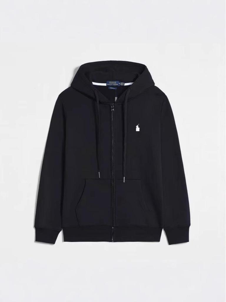 Мужской тонкий кардиган с капюшоном на весну и осень: Вышитая футболка-поло свободного кроя однотонная и больших размеров