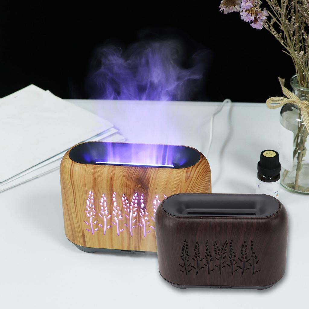 Ультразвуковой увлажнитель воздуха с эфирным маслом USB, имитирующий пламя вулкана, ароматерапия, расширяющая ароматизатор для дома, светлое древесное зерно