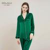 Womens 100% Pure Silk Pajama Set Long Sleeve Pants Lightweight Sleepwear Home Loungewear Fall Winter