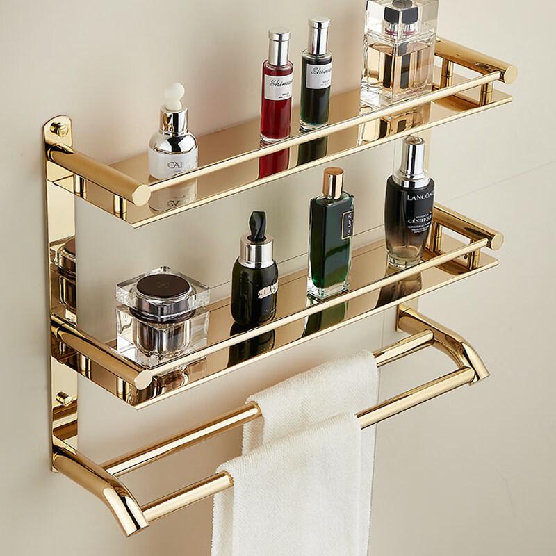 No-Drill Stainless Steel Double-Layer Towel & Storage Rack