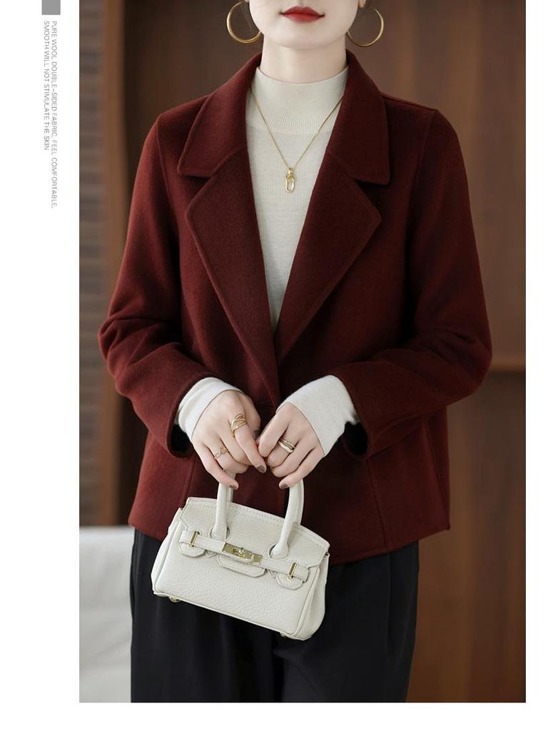 Женское двустороннее шерстяное пальто сезона осень/зима 2025 — в корейском стиле, свободного кроя, короткое, модное, универсальное.