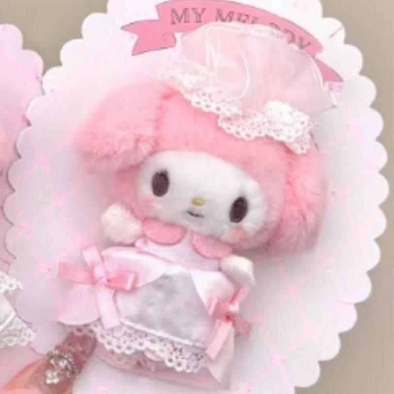 My Melody Свадебная серия Розовое платье Белое платье Плюшевая брошь-булавка Брошь Плюшевая кукла Подвеска Милый Девочковый Подарок на День Рождения Украшение
