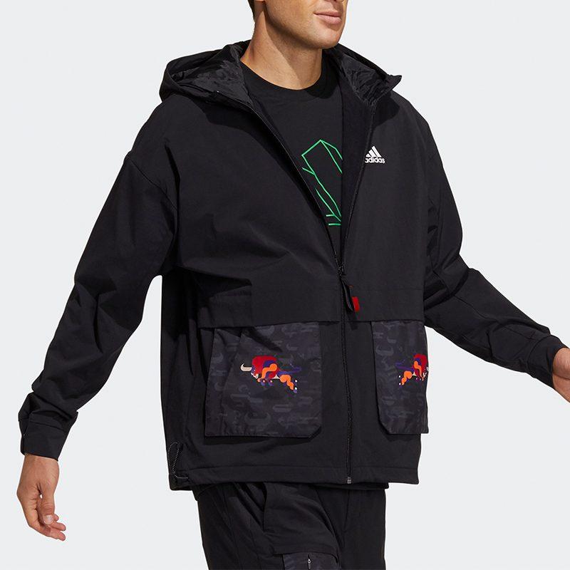 adidas CNY Мужские куртки Черные с капюшоном Умеренные Другие GP1821
