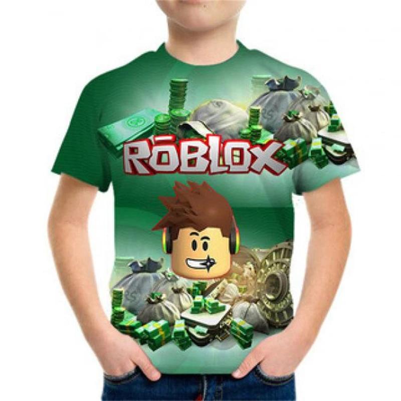 Летняя футболка Roblox для мальчиков Детская модная футболка Дышащая Повседневная Одежда с принтом игры Короткий рукав Детская одежда