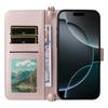For iPhone 16 Pro Max Wallet Case with Shoulder/Wrist Strap Leather Phone Cover Stand
