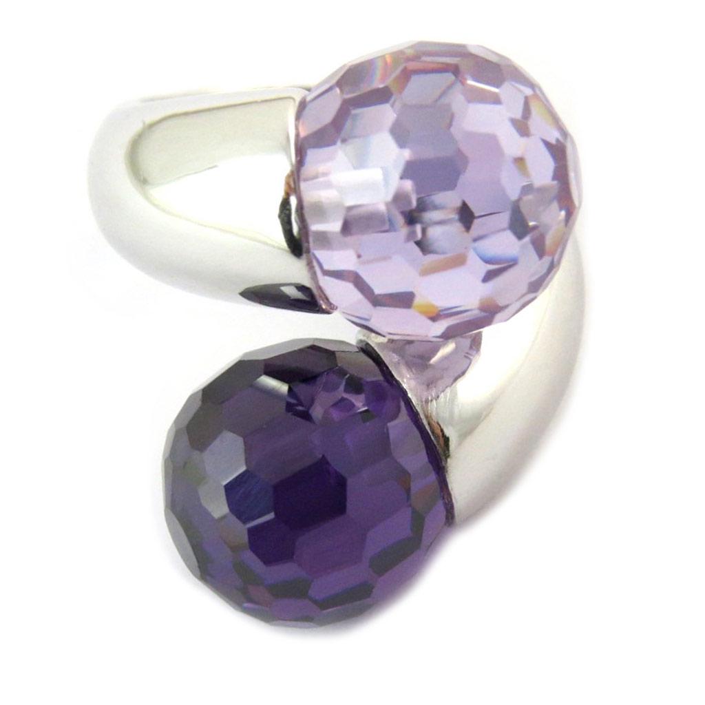 Пурпурное серебряное кольцо 'Toi & Moi'
