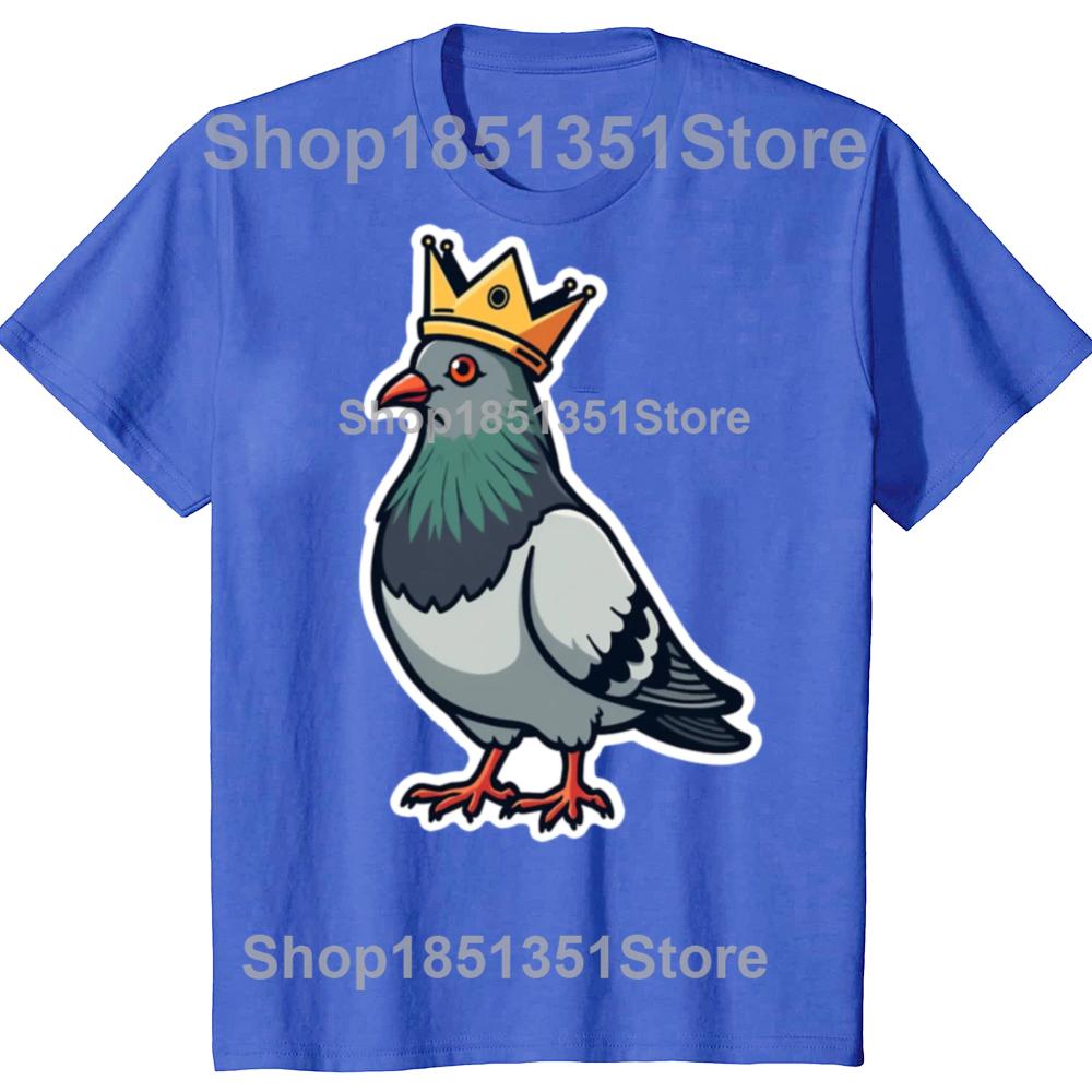 Funny Pigeon King Birds Graphic Tshirts Men Womens Fashion Casual Tshirt 100 Cotton Loose Oversized T Shirt
