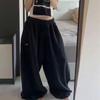 Women Spring and Autumn Retro Hip-Hop Casual Sweatpants Streetwear Loose High Waist Wide-Leg Pants