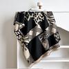 Ветер Осень и Зима Клетчатая Вставка Леопардовый Принт Шаль Темперамент Имитация Кашемира Шарф Женский Двусторонний Принт Верхний Шарф