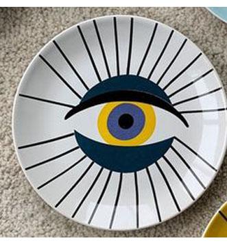 Handmade Devil Eye Plates Wall Plate Colourful Decorative Evil Eye Art Plate Unique Home Bar Living Room Decoration 4 color