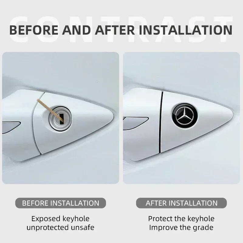 UKY5 Car Door Lock Keyhole Protection Stickers Emblem For Mercedes Benz W166 W212 W213 W246 W176 W205 C180 W167 A B C E Class GLE GLK