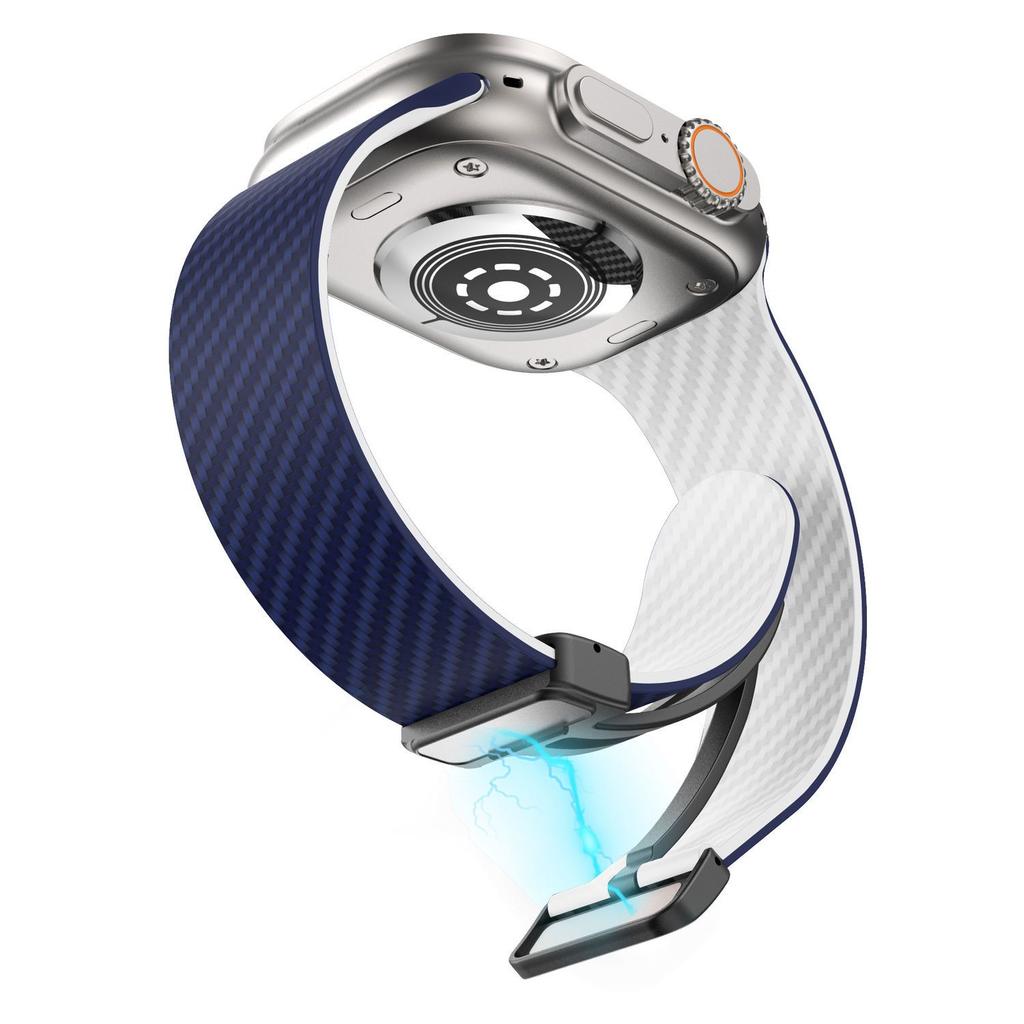 Ремешок для часов Apple Watch с узором из углеродного волокна - двухцветный персонализированный ремешок для наручных часов с магнитной застежкой, водонепроницаемый для iWatch 9/8/6/5/4/3/2/1/se