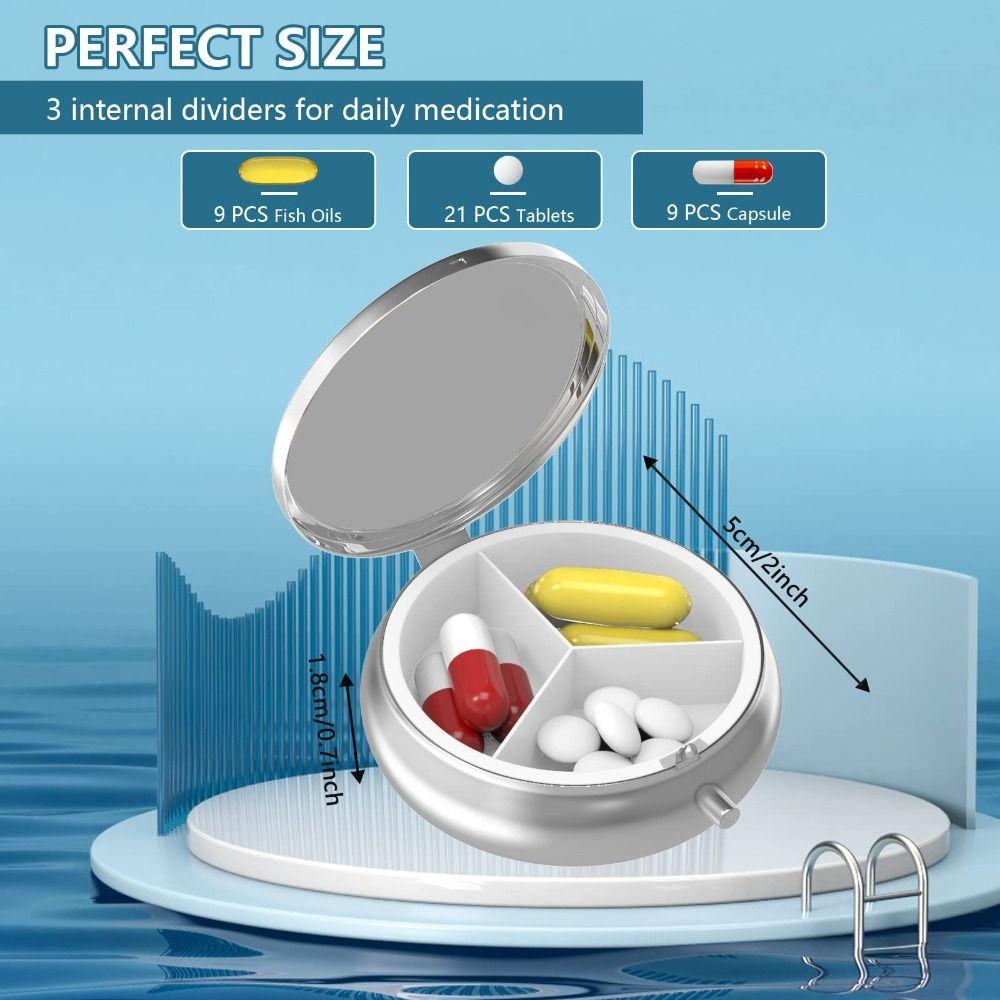 Small Size Pill Box 3 Compartment Pill Organizer Cute Pill Case For Purse Pocket