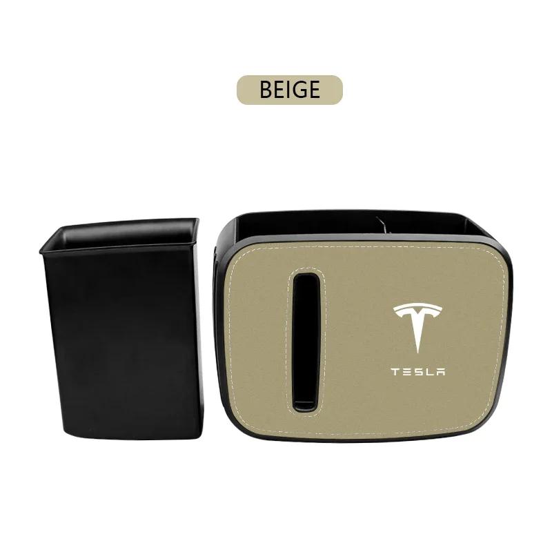 Car Sticker 2025 New Tesla New Car Multi-Functional Tissue Box Car Chair Back Trash Can Water Cup Holder For Tesla 3 X S Y