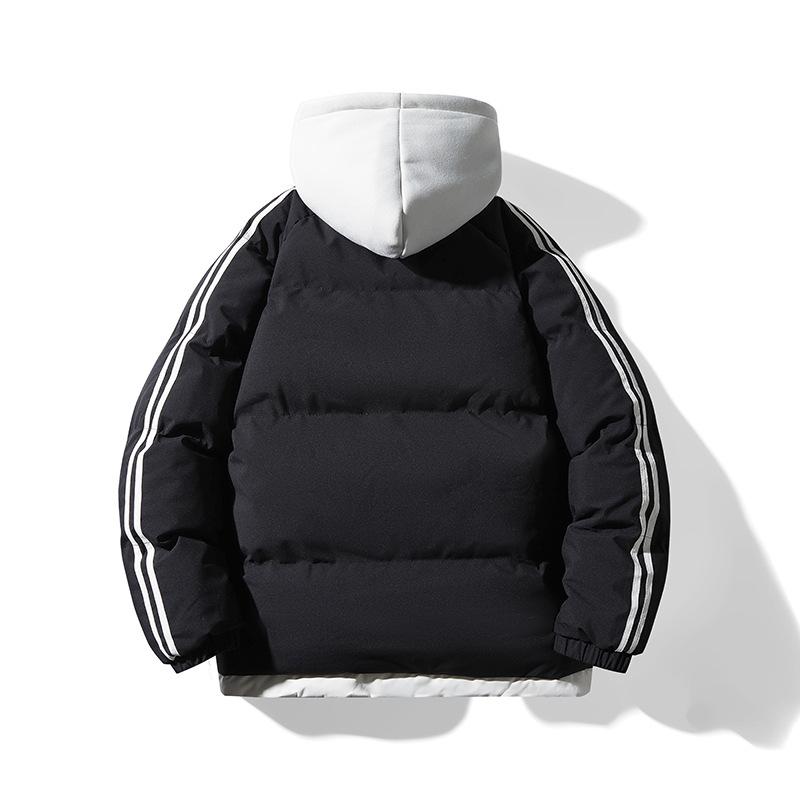 Men's Coat Winter Padded Coat Men's 2025 Fashion Bread Padded Jacket Trendy Brand Korean Version Winter Hooded Loose Casual Stripes
