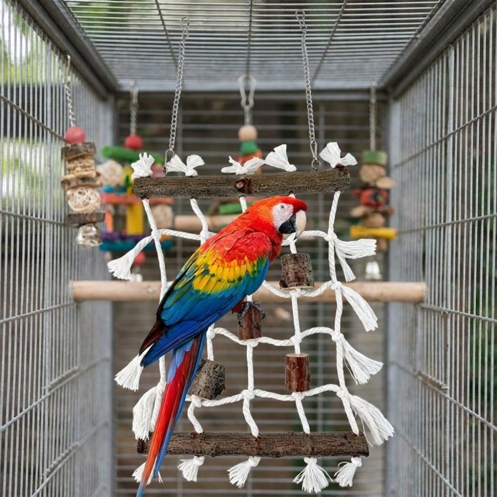 Natural Reptile Weaving Climbing Net Wooden Branch Bird Climbing Frame Bird Gym