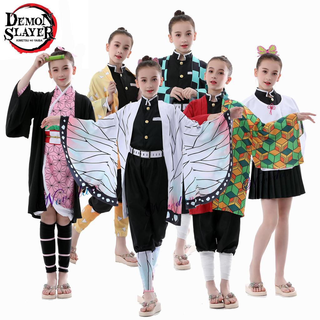 Аниме Убийца Демонов: Tsuyuri Kanawo Kamado Nezuko Кимоно Косплей для Девочек и Мальчиков, Костюм для Ролевой Игры, Детский Комплект