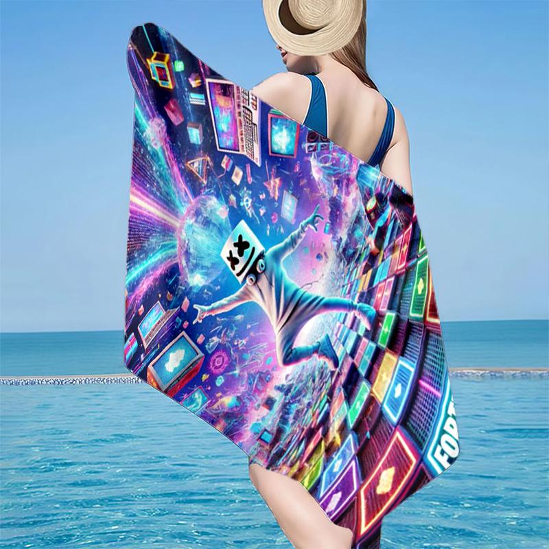 Game Marshmello Dance Beach Towel, Super Soft Microfiber, Gift for Her/Him, Birthday, for Pool, Beach, Travel, Home Decor Fan gifts