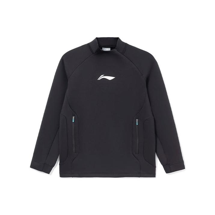 Мужская толстовка с логотипом серии Li Ning CBA, полувысокий воротник, черная AWDR711-3