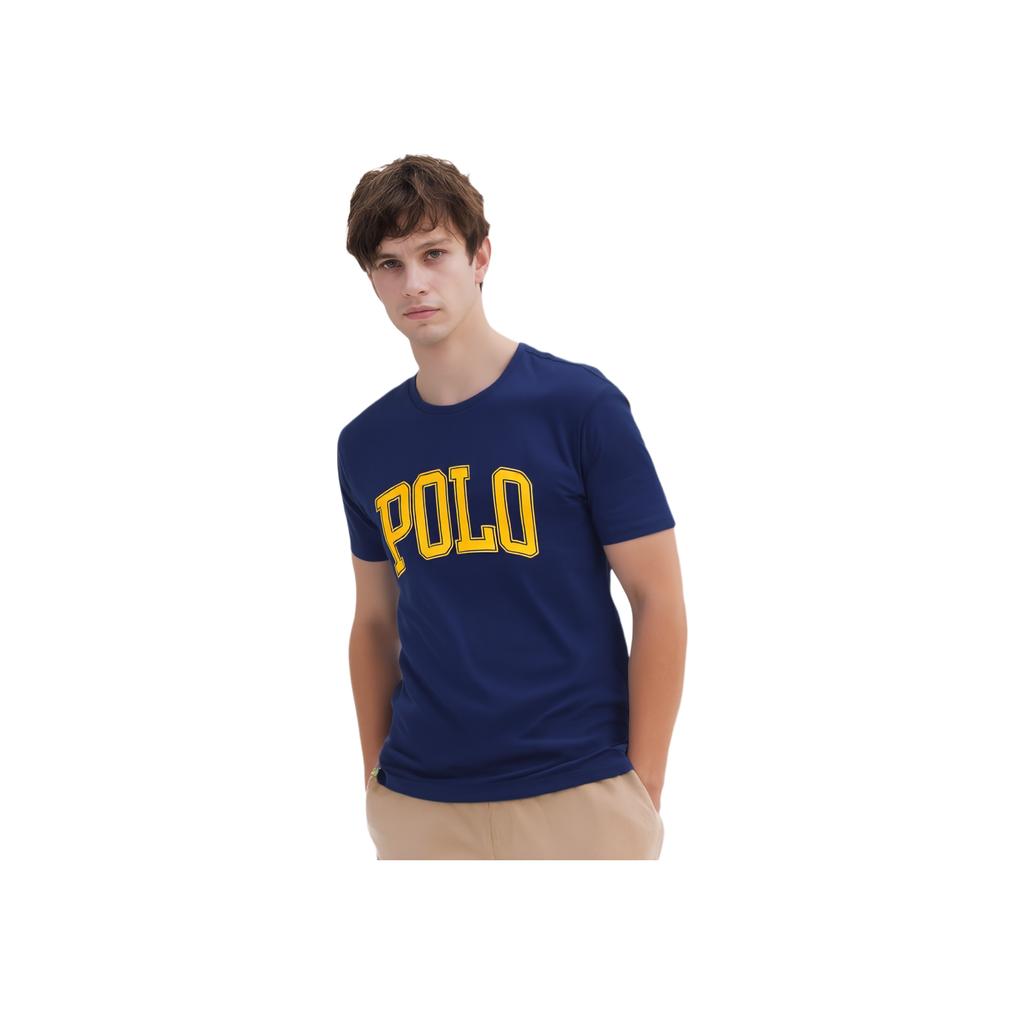 Polo Ralph Lauren Logo Print Crew Neck Short Sleeve Regular Футболка мужская, топы темно-синего цвета 710858957-002