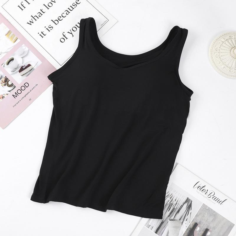 Women's Modal Sports Vest with Built-in Bra and Chest Pad - No Steel Ring, Anti-Exposure Design