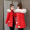 Down Cotton-padded Clothes Women's Medium and Long Winter New Slim-fitting Thickened Large Fur-neck Cotton-padded Jacket