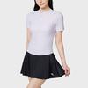 Anta Solid Color Round Neck Pullover Short Sleeve Pleated Skirt Two-Piece Swimsuit Women Swimsuit Light-Purple Basic-Black 1824532485-1