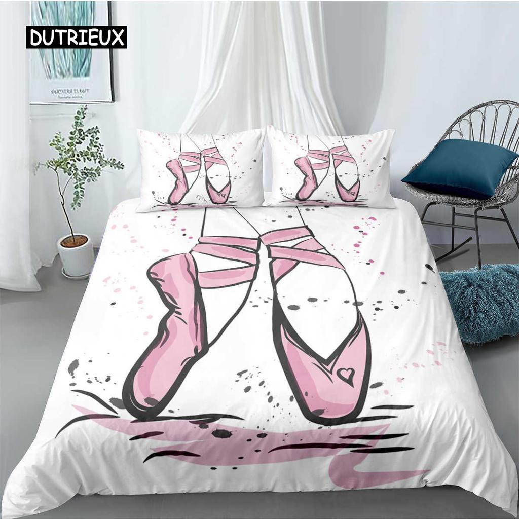 Комплект постельного белья для балета King Microfiber Ballet Accessory Shoes Dress Комплект постельного белья для девочек Rose Leaves Summer Style Пододеяльник