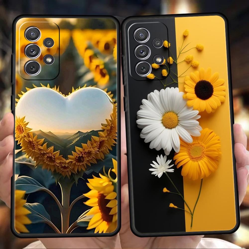 Чехол для телефона подсолнух для Samsung Galaxy A15 A14 A25 A54 A34 A51 A71 A72 A73 A32 A52 A52S A11 A21S A31 A41 5G Мягкий чехол Capa Сумка