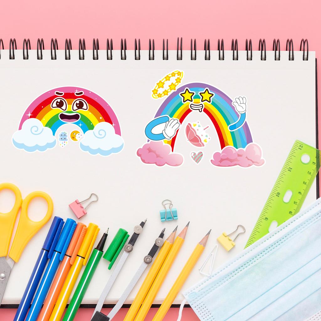 8Sheets Make Your Own Rainbow Stickers Children DIY Puzzle Sticker Make A Face Cloud Assemble Jigsaw Stickers Kids