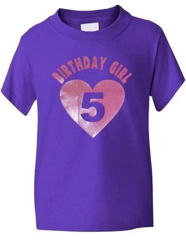 Birthday Girl Age 5 Five Girls Kids T-shirt Tops Tees Unisex In Glitter Birthday Gift Age 1-13