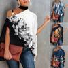 Summer Blouse Fashion Womens Print Sexy Slant Neck Off Shoulder Mini Boho Loose Shirt For Women Streetwear Female Clothing