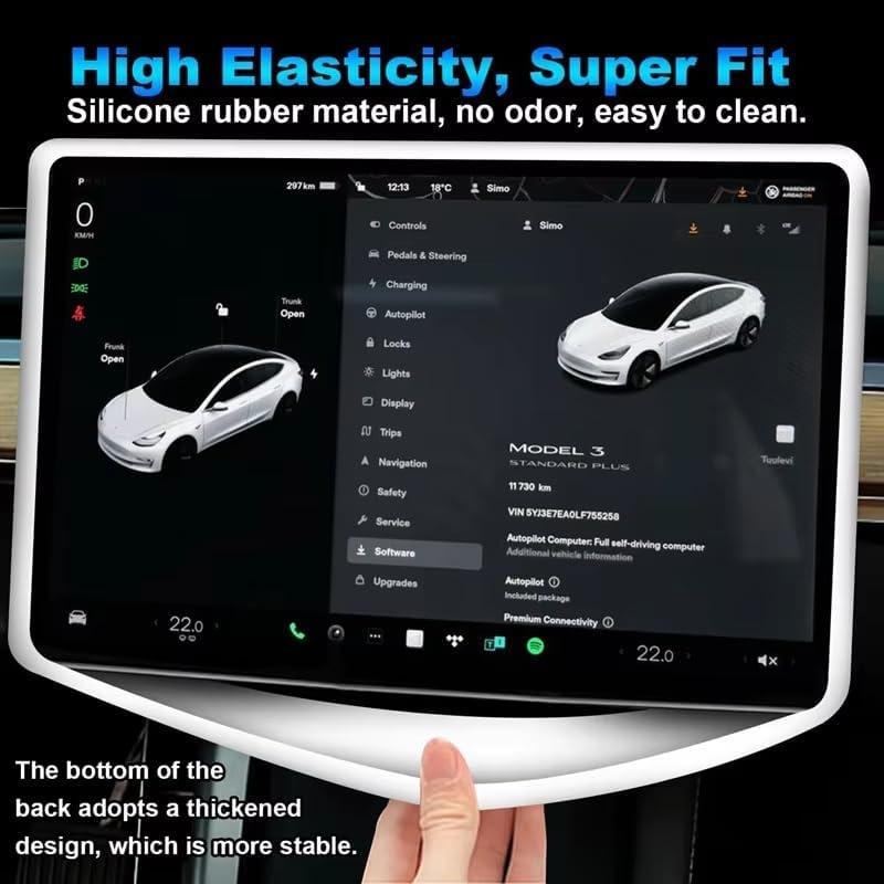 For Tesla Model 3 / Y Juniper / YL 16-inch Silicone Screen Frame Edge Cover Central Control Display Navigation Screen Protector