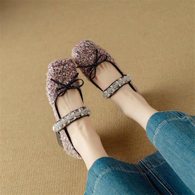 Fashion New Spring/summer Square Toe Bow Pearl Mary Jane Shoes for Women Fashion Gladiator Shoes Women Chunky Heels Women Pumps