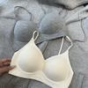 Women's Seamless Push-Up Bra Thin Strap Wire-Free Side Boob Control Adjustable Solid Color Comfortable Underwear
