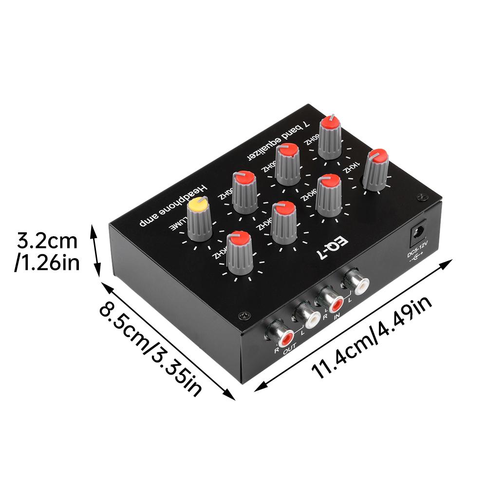 DC5-12V EQ-7 7Stage Balanced Audio Amplifier High Medium Low Frequency Adjustable Preamplifier Audio For Phones Computers Soun