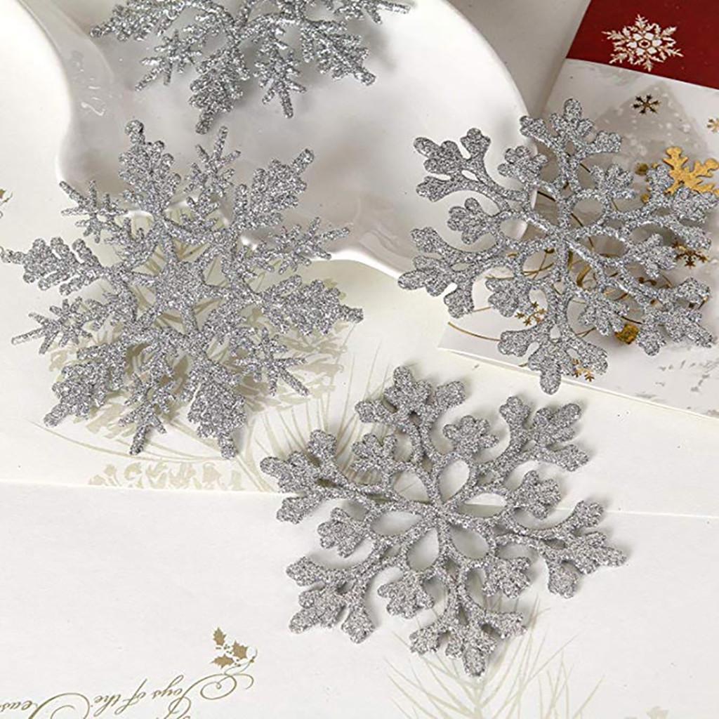 10Pcs Glitter Snowflake Christmas Ornaments Tree Hanging Decoration 10cm