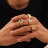 4Pcs Gold Silver Rhinestone Open Ring Irregular Exaggerate Rings Colored Gemstone Rings  Party